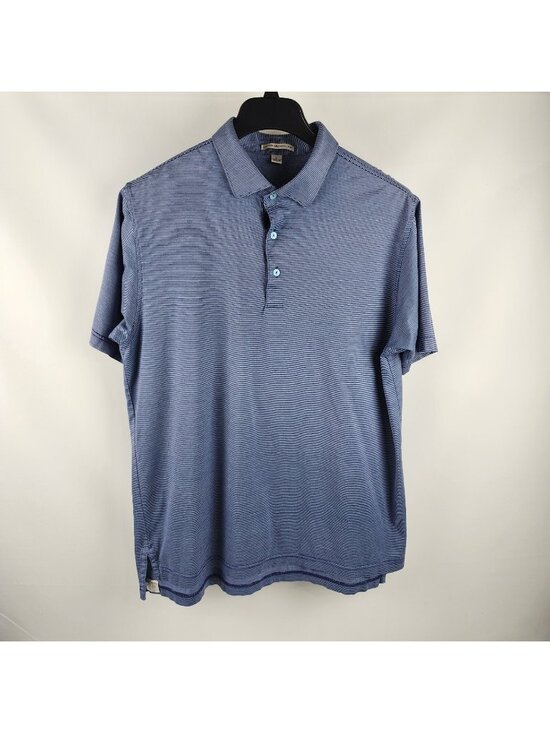 Peter Millar Other - Peter Millar Shirt Mens Large Blue Multi Striped S/S Golf Polo Arm Logo